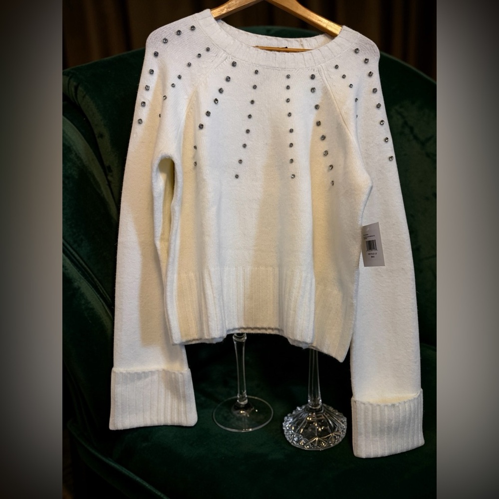 Ellen Tracy Ivory Sweater with Metallic Details - Picture 3 of 11